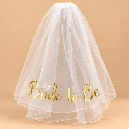 Bride to Be Sluier Wit met Gouden Letters – De HaarBoetiek