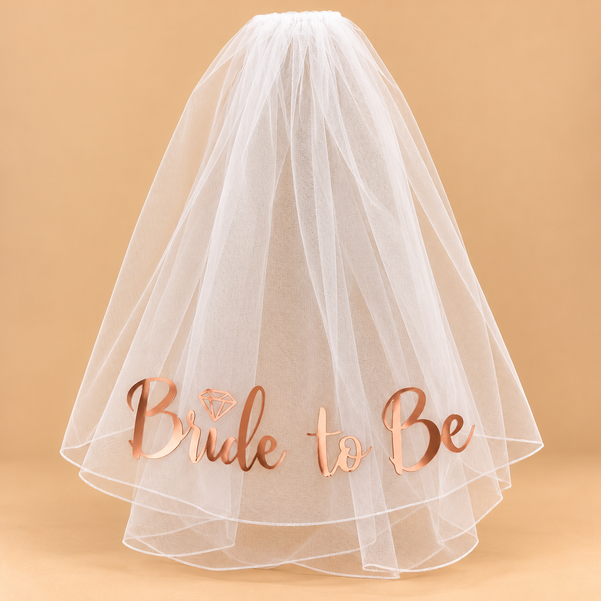 Bride to Be Sluier – Wit met Roségouden Tekst – De HaarBoetiek