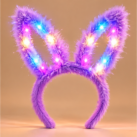 Lichtgevende Bunny Oren Haarband – Paars – De HaarBoetiek