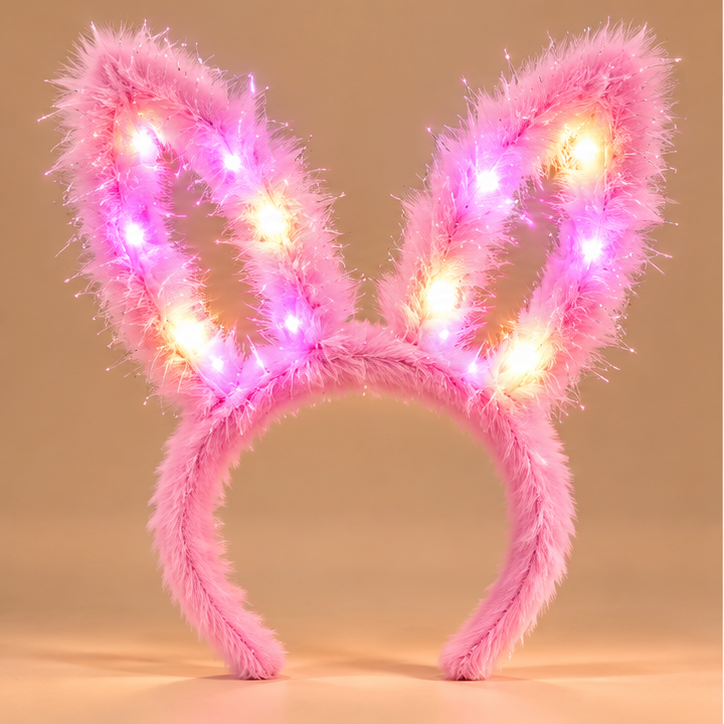 Lichtgevende Bunny Oren Haarband – Roze – De HaarBoetiek