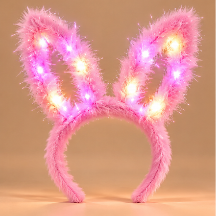 Lichtgevende Bunny Oren Haarband – Roze – De HaarBoetiek