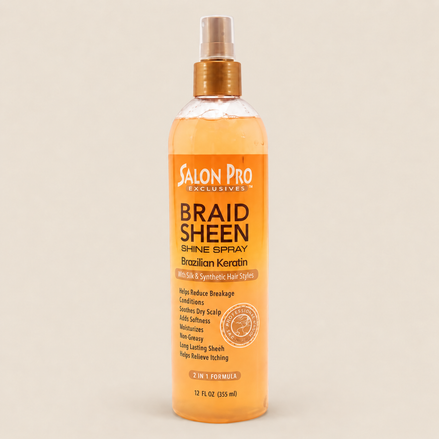 Salon Pro Brazilian Keratin Braid Sheen Spray – Glansspray met keratine 355 ml – De HaarBoetiek