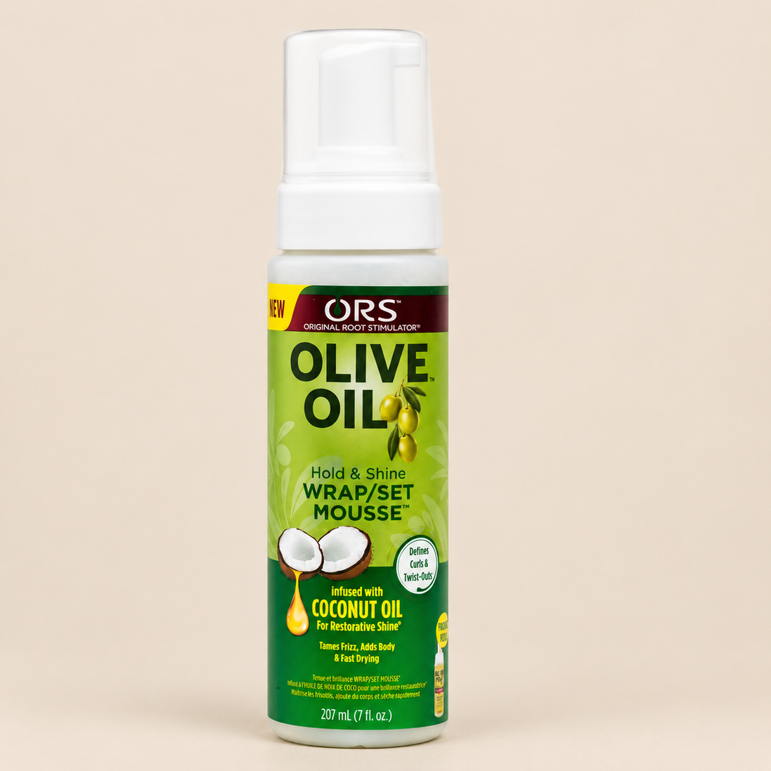 ORS Olive Oil Coconut Oil Wrap/Set Mousse – Mousse voor wraps & sets 207 ml – De HaarBoetiek