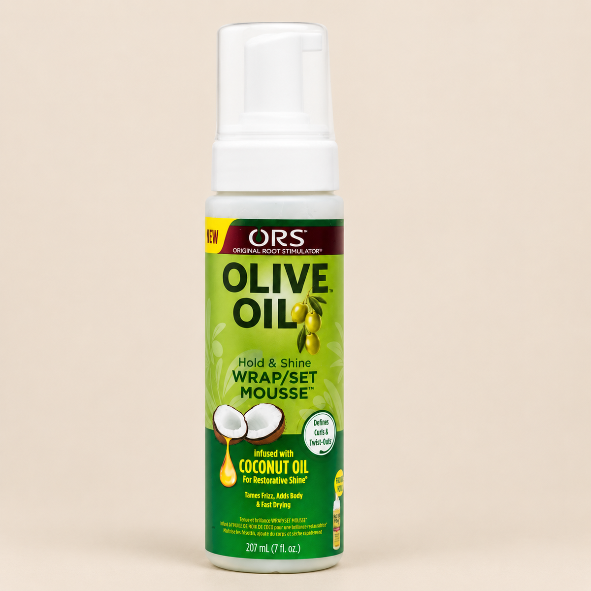 ORS Olive Oil Coconut Oil Wrap/Set Mousse – Mousse voor wraps & sets 207 ml – De HaarBoetiek