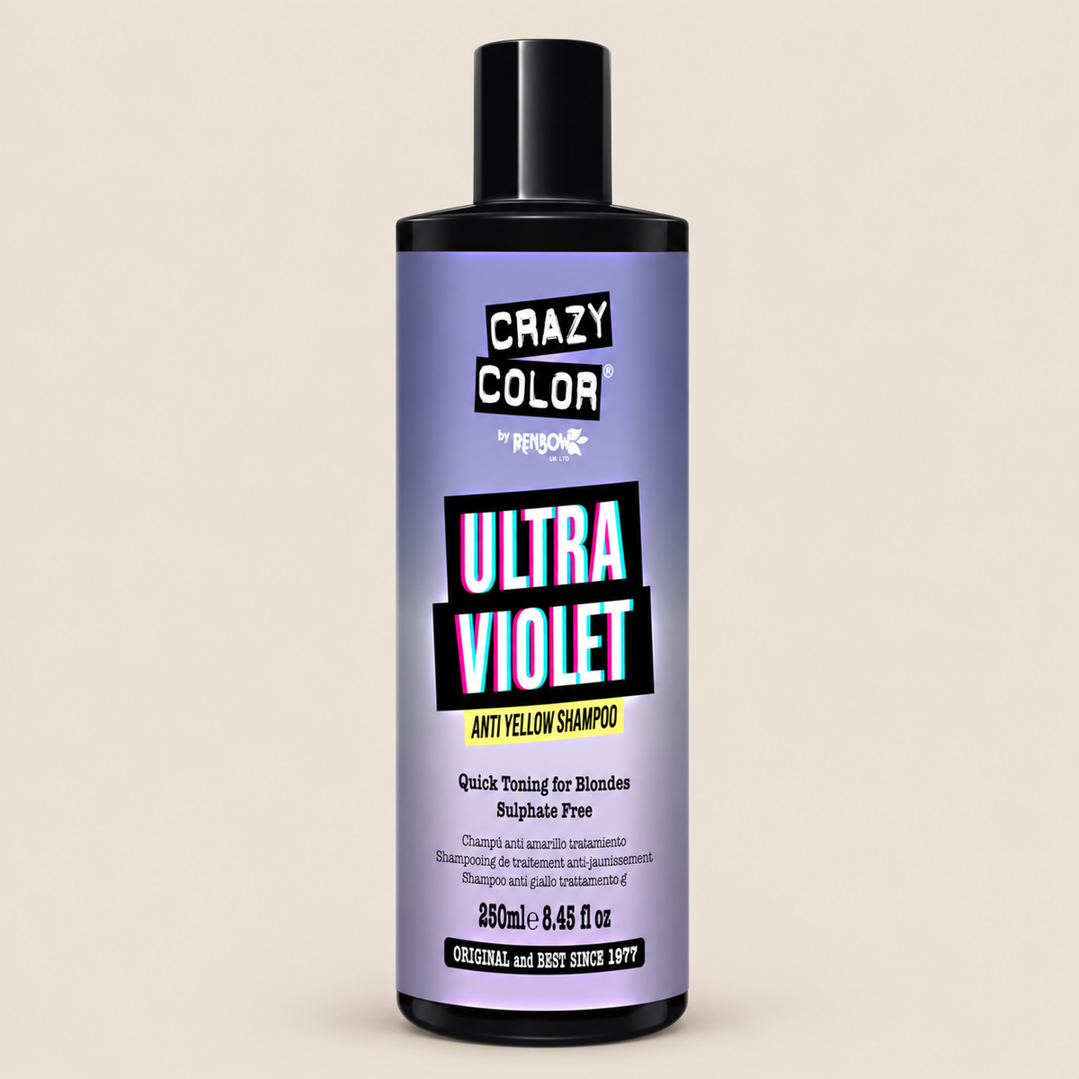 Crazy Color Anti Yellow Shampoo – Zilvershampoo tegen gele tinten 250 ml – De HaarBoetiek