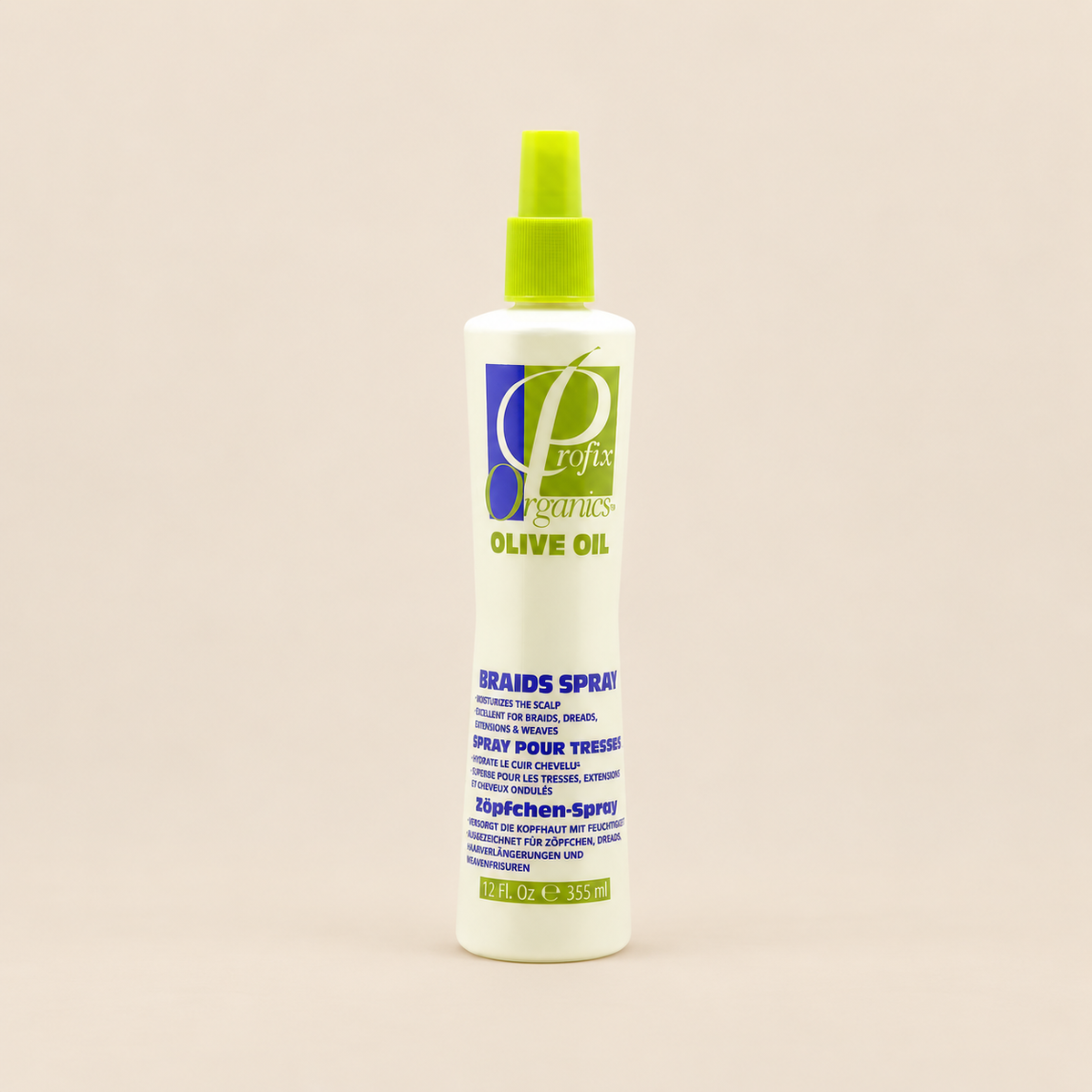 Profix Organics Olive Oil Braids Spray – Verzorgende spray voor braids 355 ml – De HaarBoetiek