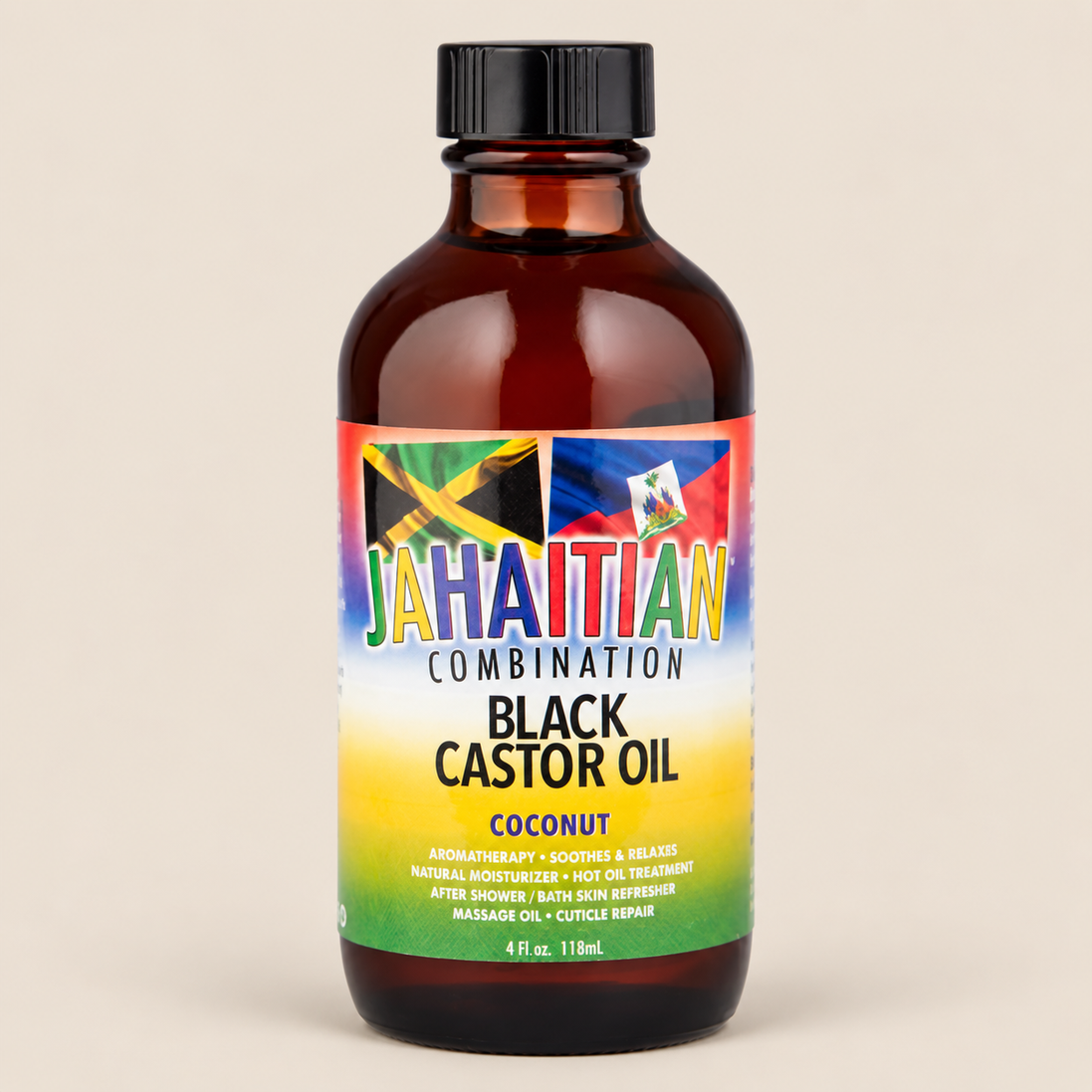 Jahaitian Black Castor Oil Coconut – Zwarte castorolie met kokos 118 ml – De HaarBoetiek