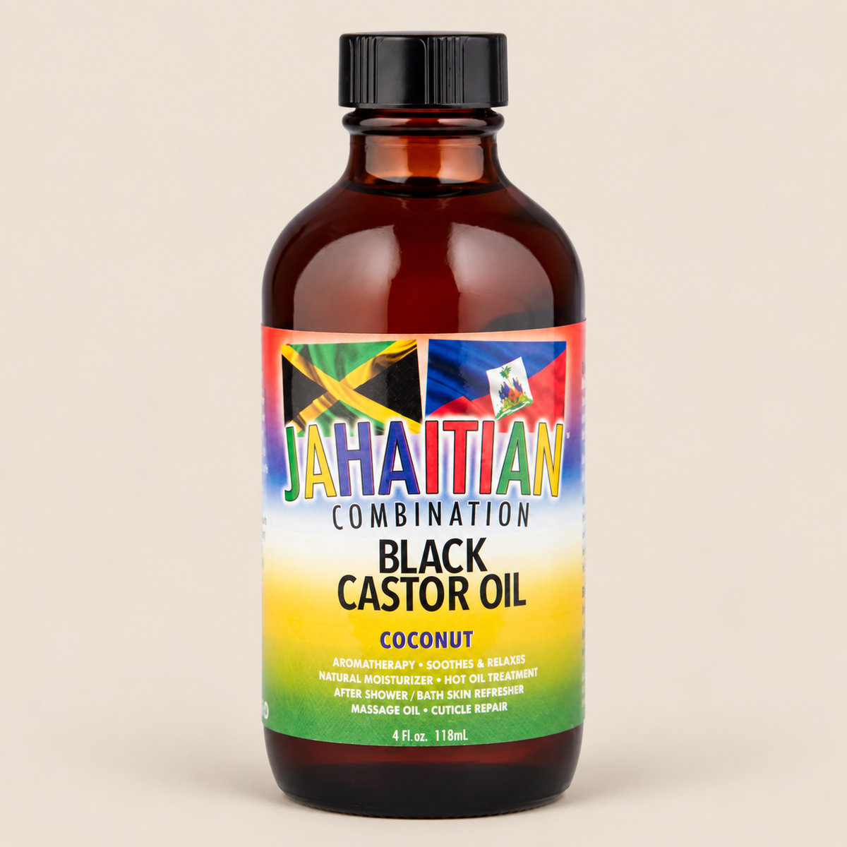Jahaitian Black Castor Oil Coconut – Zwarte castorolie met kokos 118 ml – De HaarBoetiek