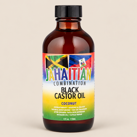 Jahaitian Black Castor Oil Coconut – Zwarte castorolie met kokos 118 ml – De HaarBoetiek