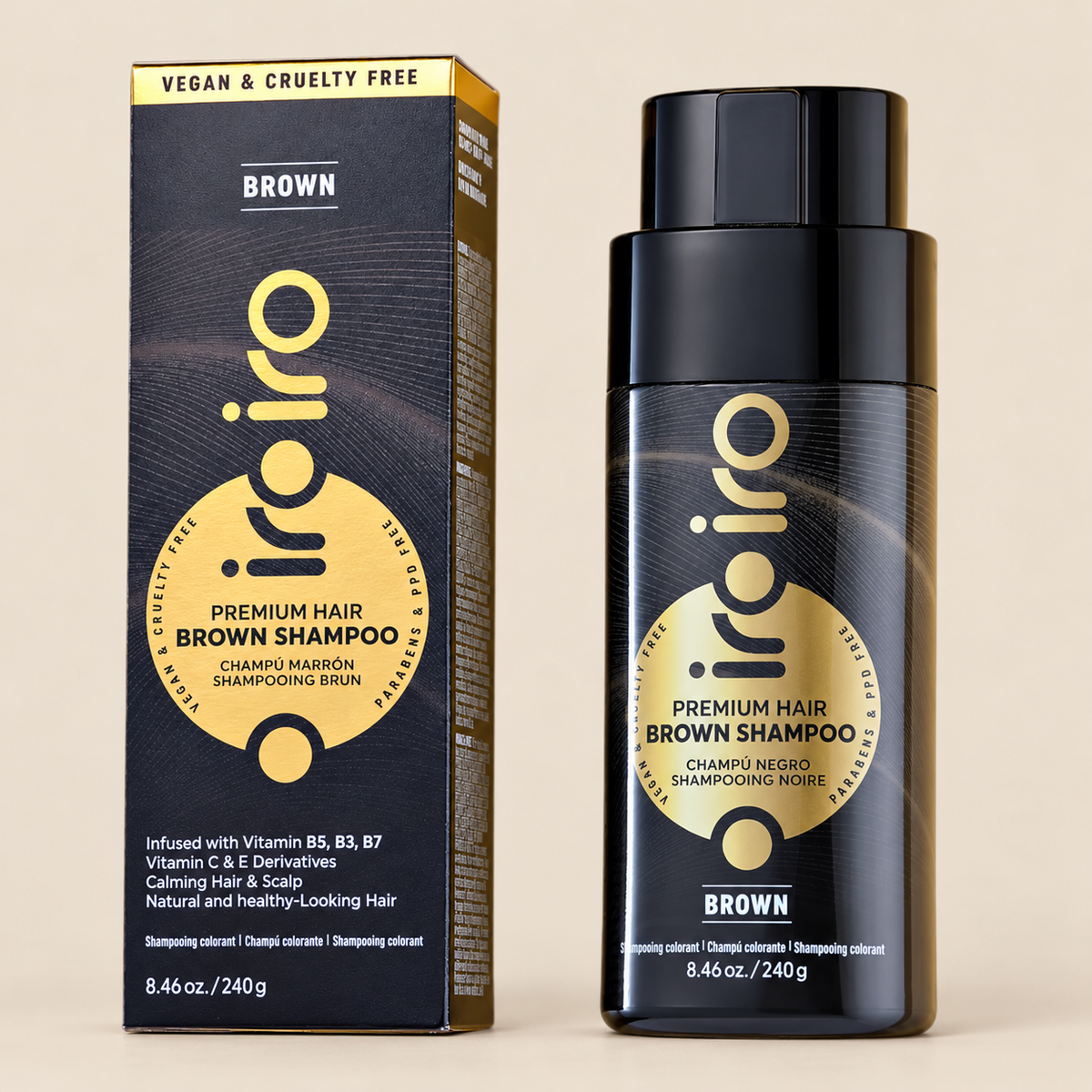 Iroiro Premium Hair Brown Shampoo – Kleurshampoo voor grijs haar, bruin 240 g – De HaarBoetiek