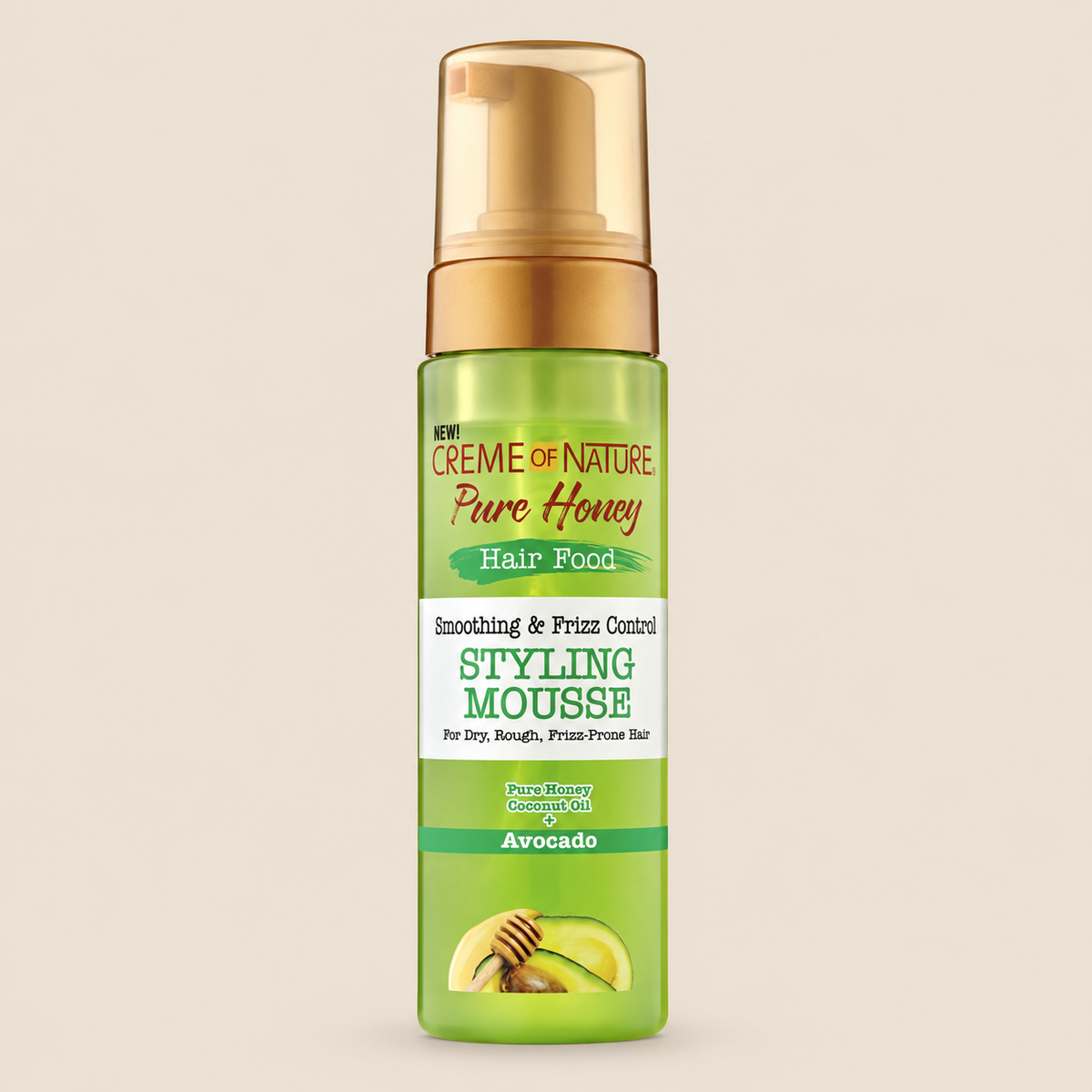 Creme of Nature Pure Honey Avocado Mousse – Stylingmousse met honing & avocado 207 ml – De HaarBoetiek
