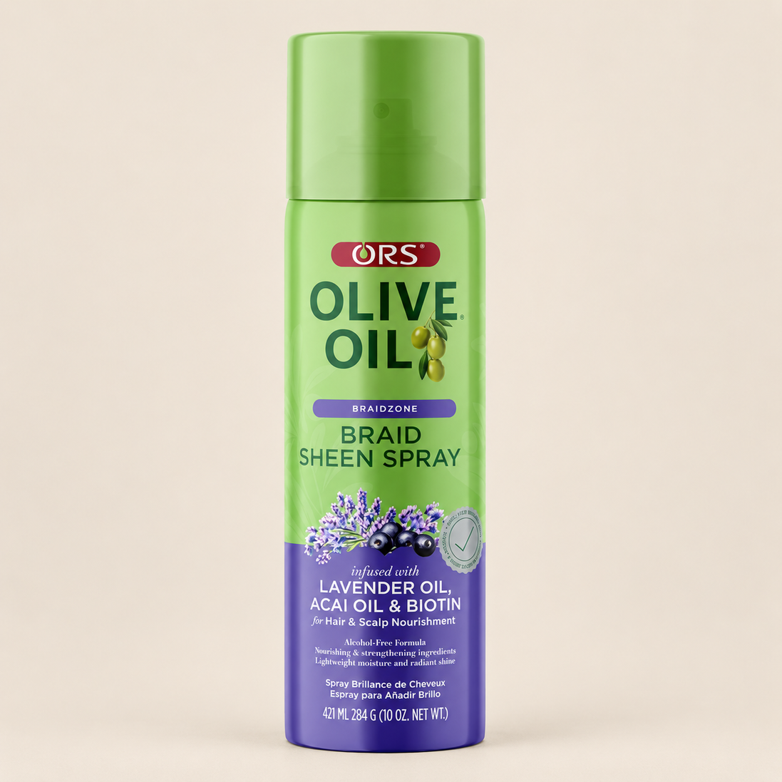 ORS Olive Oil Braid Sheen Spray Lavender & Acai – Glansspray voor braids 421 ml – De HaarBoetiek
