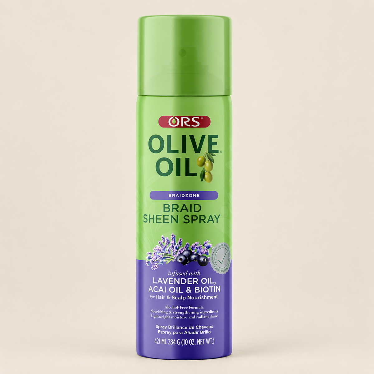 ORS Olive Oil Braid Sheen Spray Lavender & Acai – Glansspray voor braids 421 ml – De HaarBoetiek