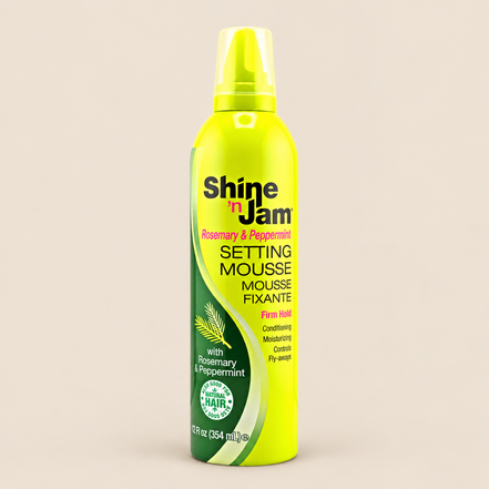Shine ’n Jam Rosemary & Peppermint Setting Mousse – Stevige mousse 354 ml – De HaarBoetiek