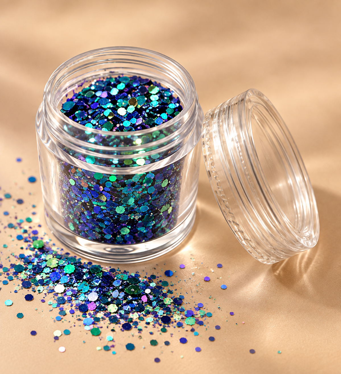 Chunky glitter mix turquoise blauw groen en paars - De HaarBoetiek