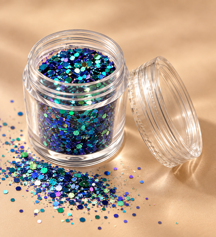 Chunky glitter mix turquoise blauw groen en paars - De HaarBoetiek