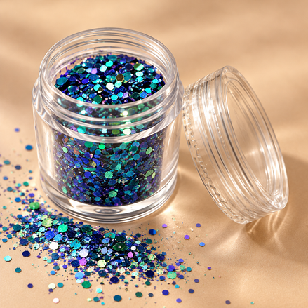 Chunky glitter mix turquoise blauw groen en paars - De HaarBoetiek