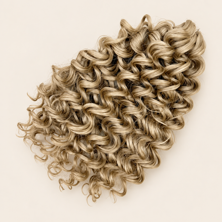 Cinderella krullend invlechthaar 30 cm in kleur 22 op beige achtergrond