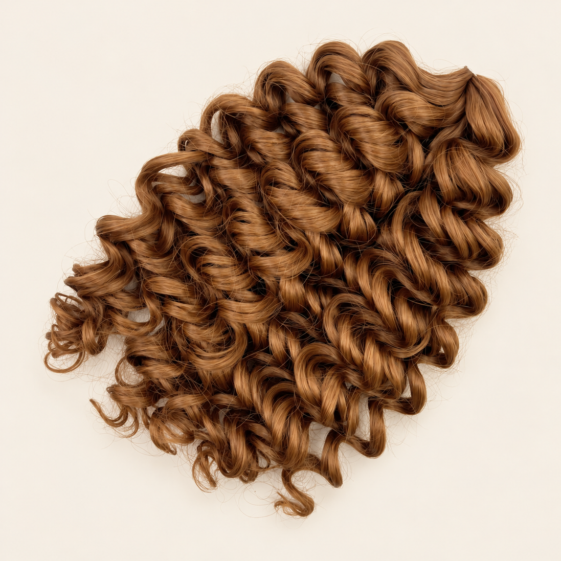 Cinderella krullend invlechthaar 30 cm in kleur Brown79 op beige achtergrond