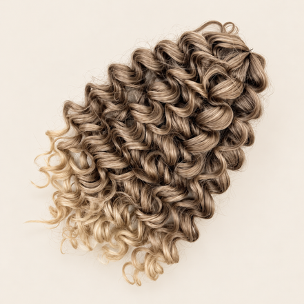 Cinderella krullend invlechthaar 30 cm in kleur T6/613F op beige achtergrond