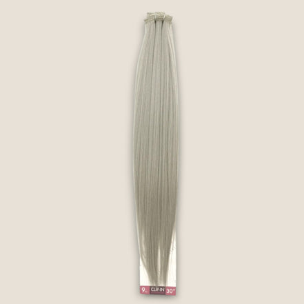 Clip-in extensions 75 cm zilver – 9-delige set – De HaarBoetiek