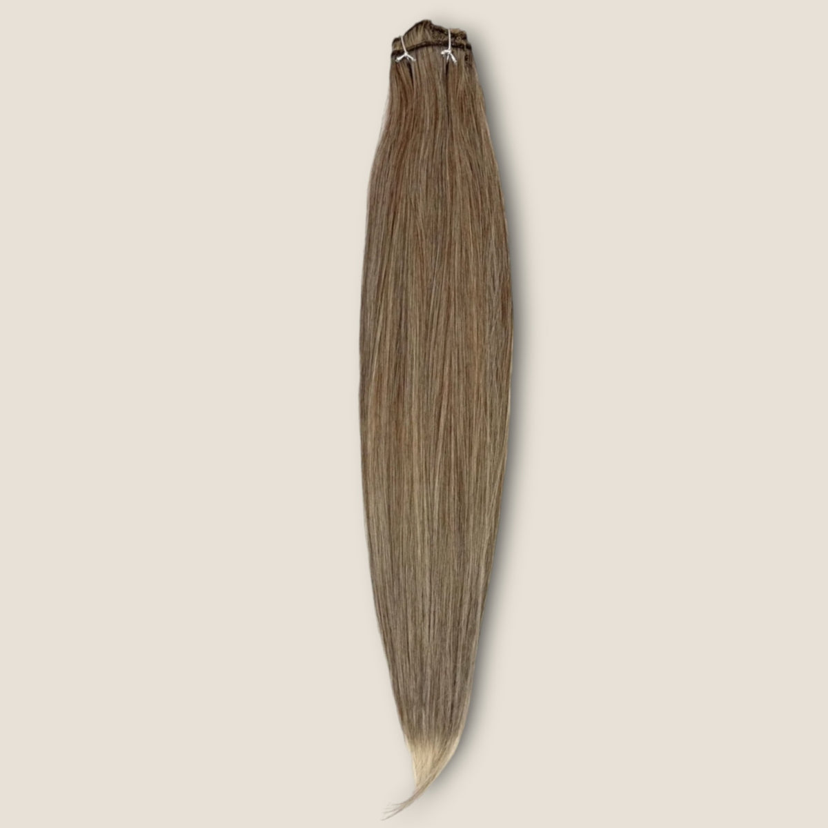 Clip-in extensions 75 cm bruin met lichte punt – 9-delige set – De HaarBoetiek