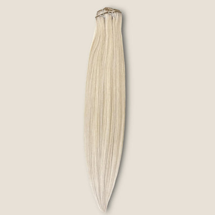 Clip-in extensions 75 cm zeer lichtblond – 9-delige set – De HaarBoetiek