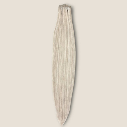 Clip-in extensions 75 cm zilverblond – 9-delige set – De HaarBoetiek