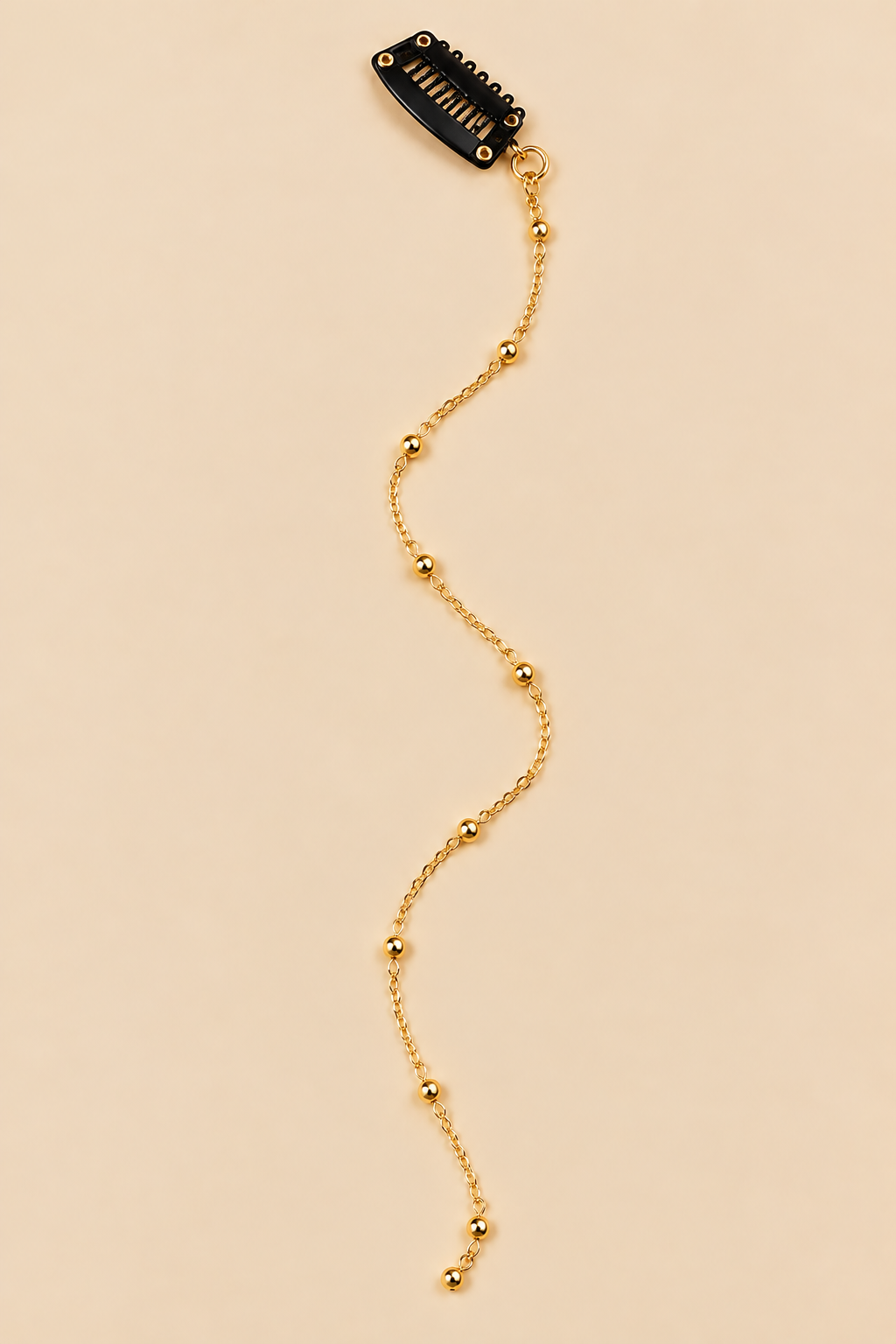 Clip-in Haarsieraad Goud – Enkele Sierketting met Kraaltjes – De HaarBoetiek