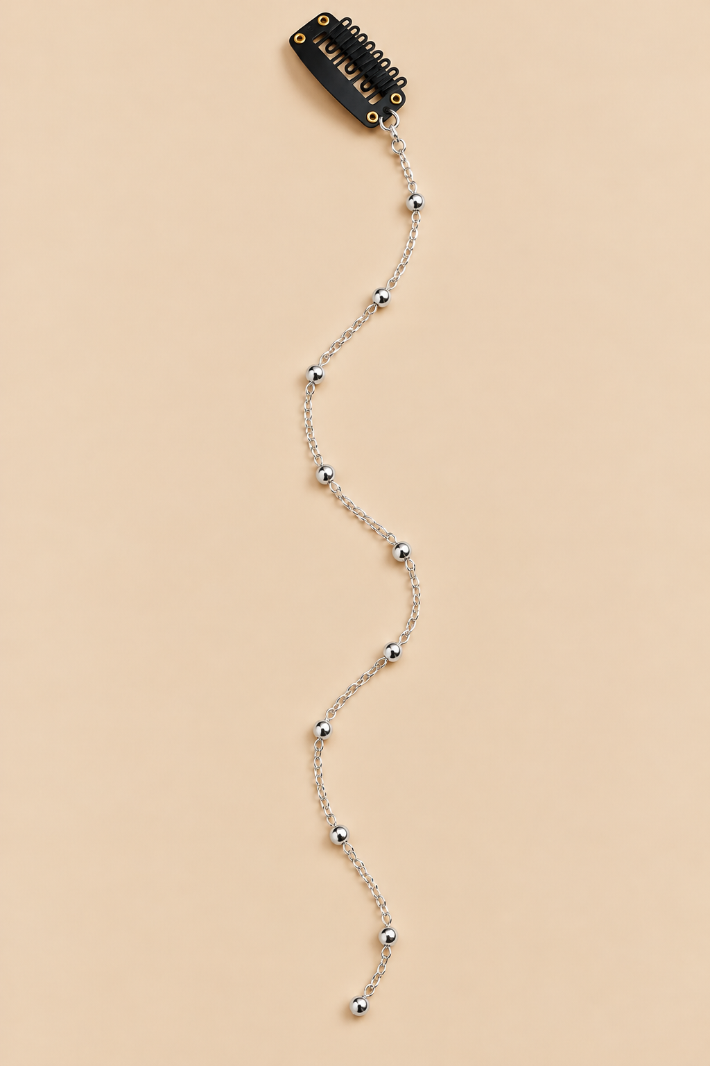 Clip-in Haarsieraad Zilver – Sierketting met Kraaltjes – De HaarBoetiek