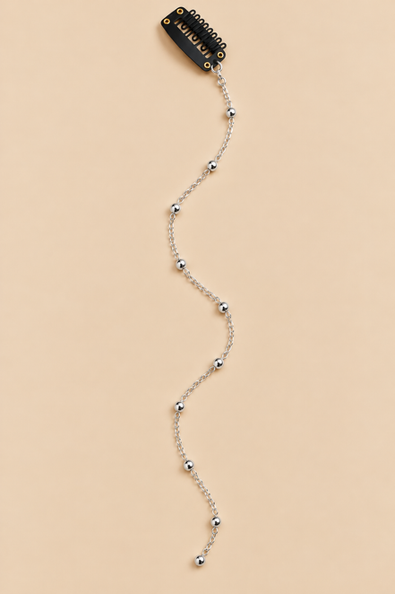 Clip-in Haarsieraad Zilver – Sierketting met Kraaltjes – De HaarBoetiek