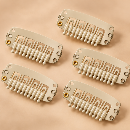 Lichtblonde clip-in kammetjes 3 cm set van 5 voor haarextensions - De HaarBoetiek