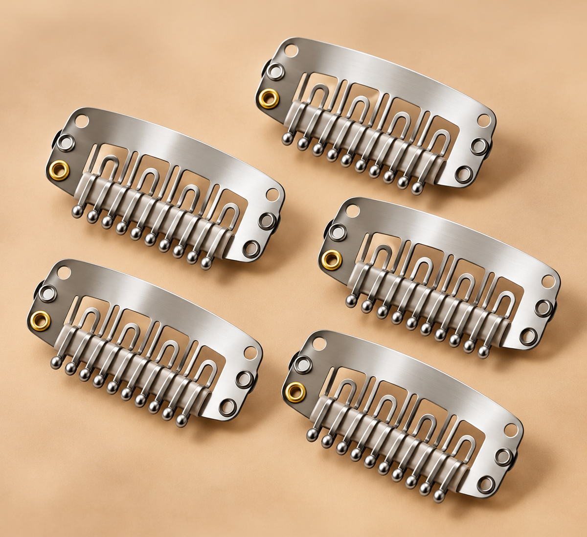 Zilveren clip-in kammetjes 3 cm set van 5 voor haarextensions - De HaarBoetiek