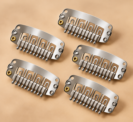 Zilveren clip-in kammetjes 3 cm set van 5 voor haarextensions - De HaarBoetiek