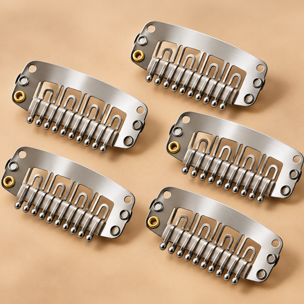Zilveren clip-in kammetjes 3 cm set van 5 voor haarextensions - De HaarBoetiek