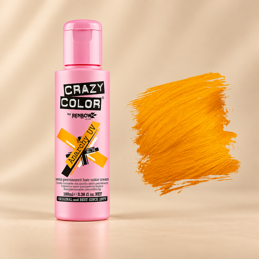 Crazy Color Anarchy UV oranje semi-permanente haarverf 100 ml met oranje kleurstaal