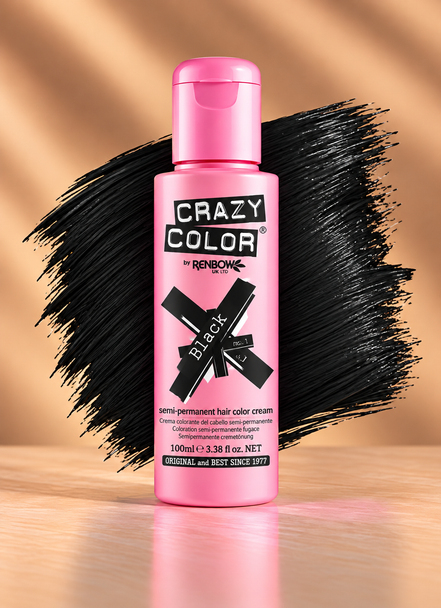 Crazy Color Black No. 1 semi-permanente zwarte haarverf 100 ml
