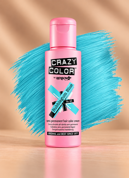 Crazy Color Bubblegum Blue No. 63 semi-permanente lichtblauwe haarverf 100 ml