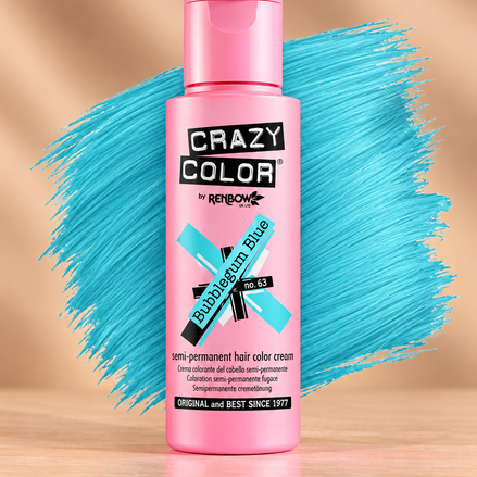 Crazy Color Bubblegum Blue No. 63 semi-permanente lichtblauwe haarverf 100 ml