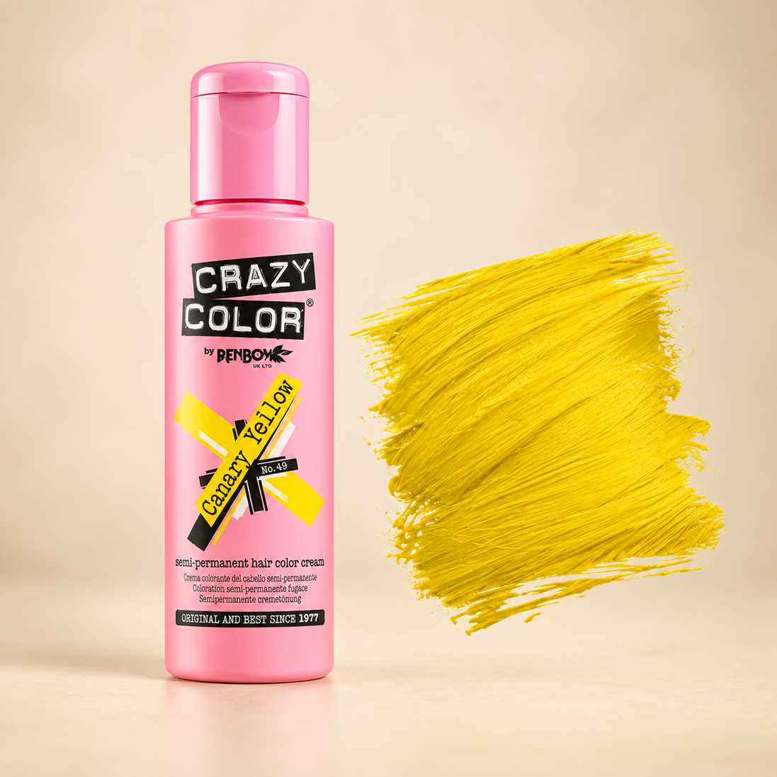 Crazy Color Canary Yellow gele semi-permanente haarverf 100 ml met gele kleurstaal