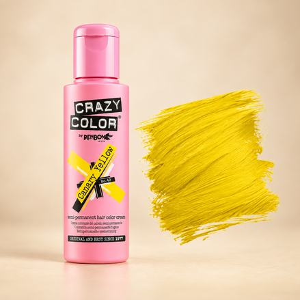 Crazy Color Canary Yellow gele semi-permanente haarverf 100 ml met gele kleurstaal