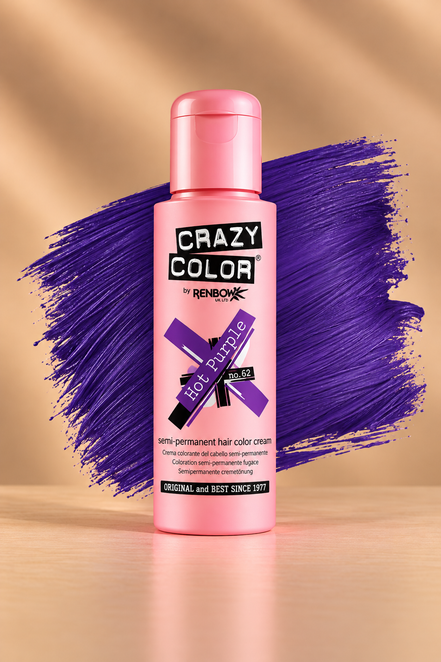 Crazy Color Hot Purple No. 62 semi-permanente paarse haarverf 100 ml