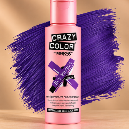 Crazy Color Hot Purple No. 62 semi-permanente paarse haarverf 100 ml