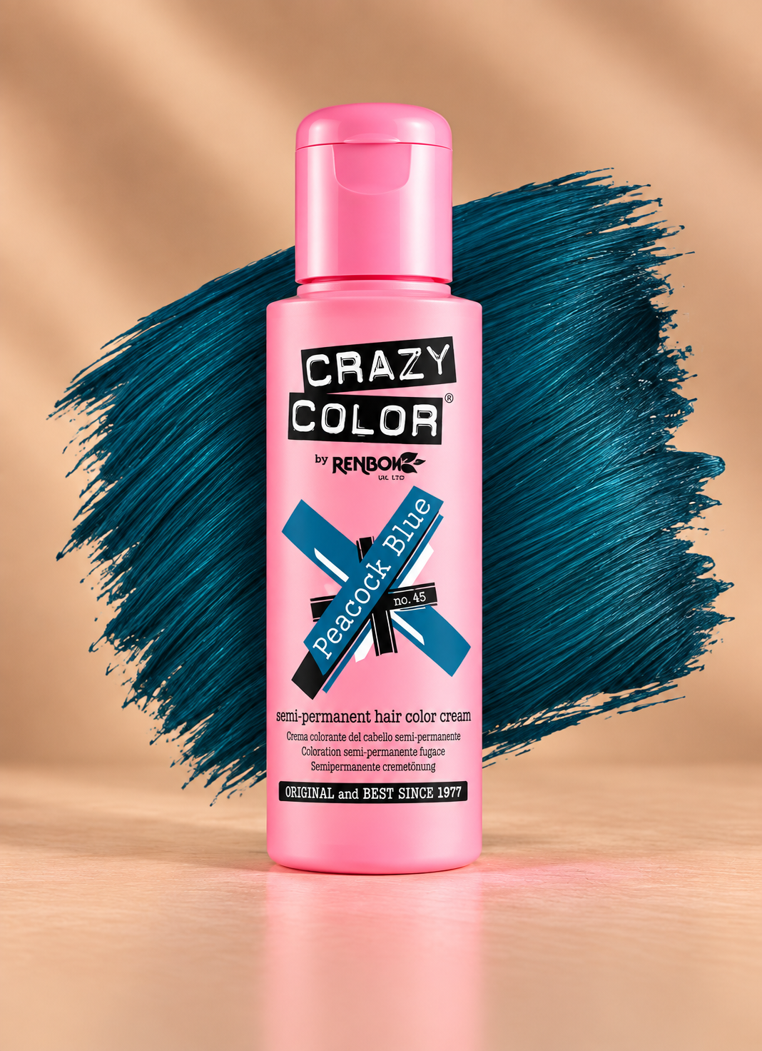 Crazy Color Peacock Blue No. 45 semi-permanente blauwgroene haarverf 100 ml
