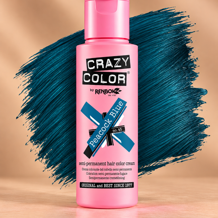 Crazy Color Peacock Blue No. 45 semi-permanente blauwgroene haarverf 100 ml