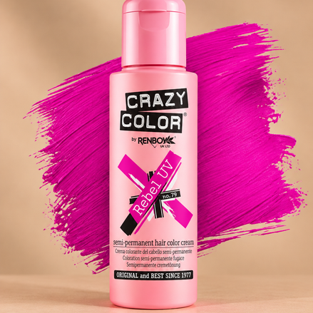 Crazy Color Rebel UV semi-permanente neon roze haarverf 100 ml