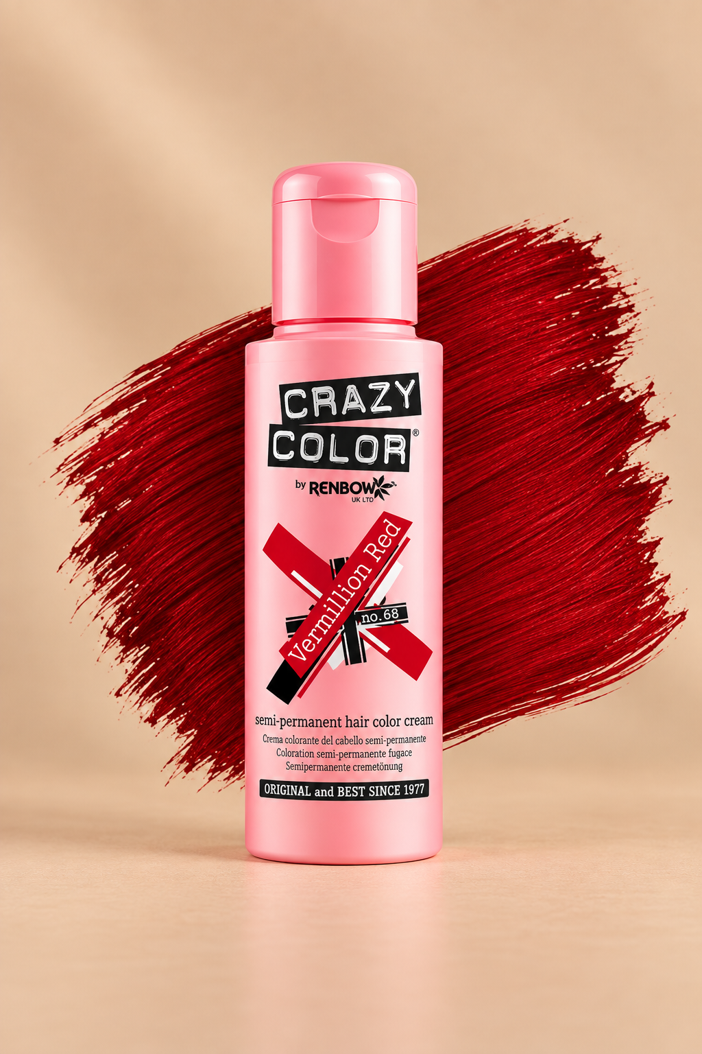 Crazy Color Vermillion Red No. 68 semi-permanente rode haarverf 100 ml