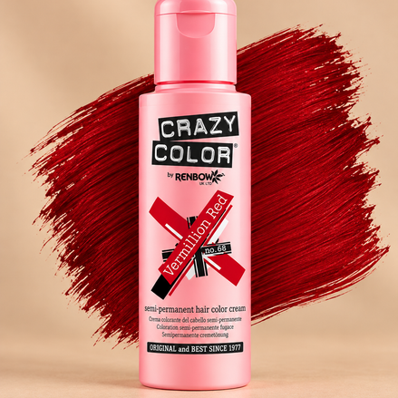 Crazy Color Vermillion Red No. 68 semi-permanente rode haarverf 100 ml