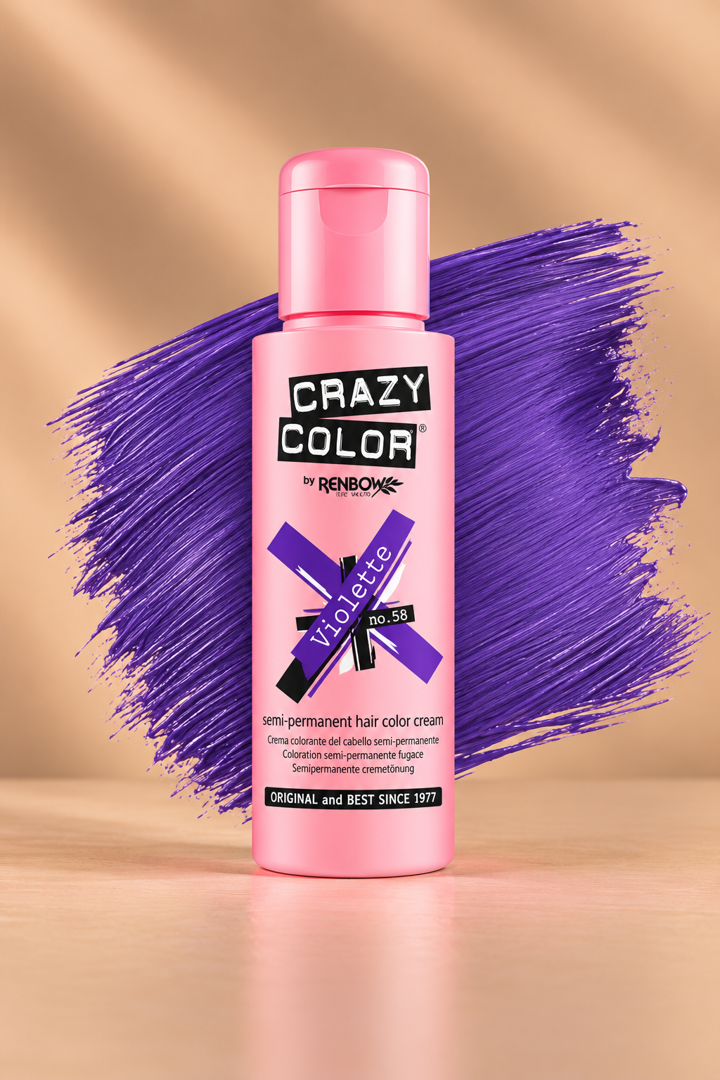 Crazy Color Violette No. 58 semi-permanente paarse haarverf 100 ml