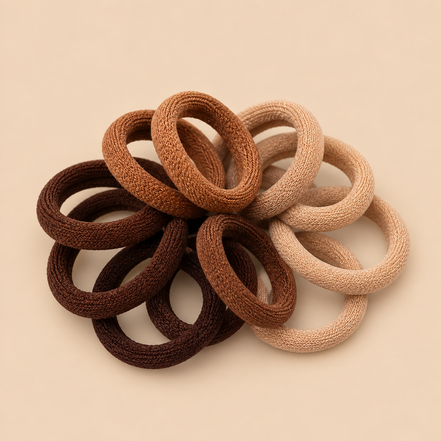 Kleine haarelastieken Natural Mix beige bruin 3 cm set van 10 | De HaarBoetiek